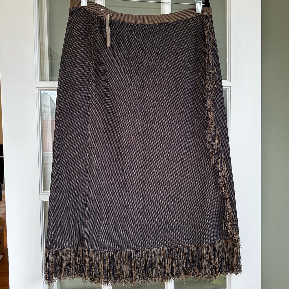 J. Crew knit faux-wrap skirt with fringe